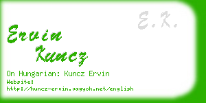 ervin kuncz business card